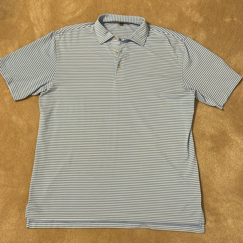 Peter Millar polo in blue and cream stripes